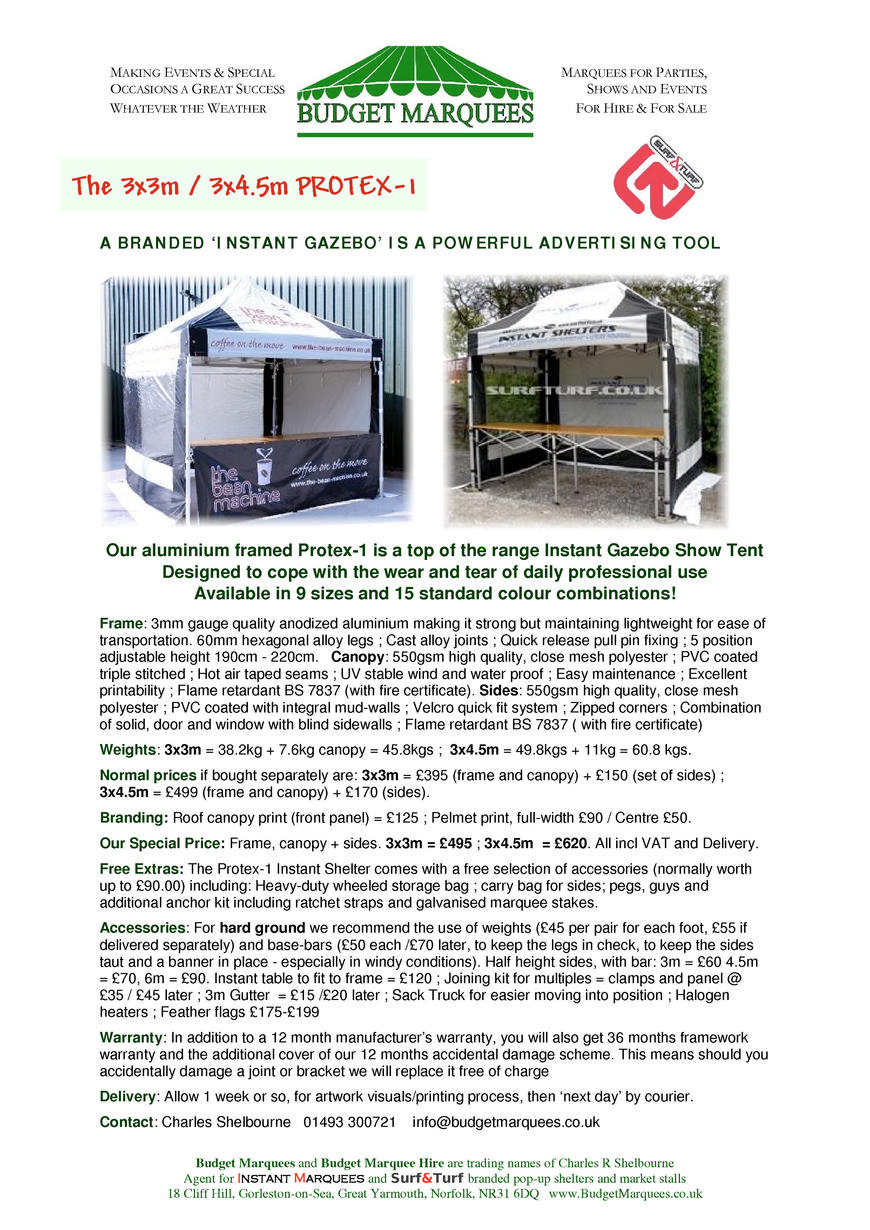  Pricelists of BUDGET MARQUEES 18 Cliff Hill, Gorleston - Photo 1 of 17