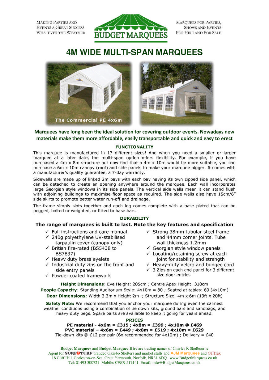  Pricelists of BUDGET MARQUEES 18 Cliff Hill, Gorleston - Photo 9 of 17