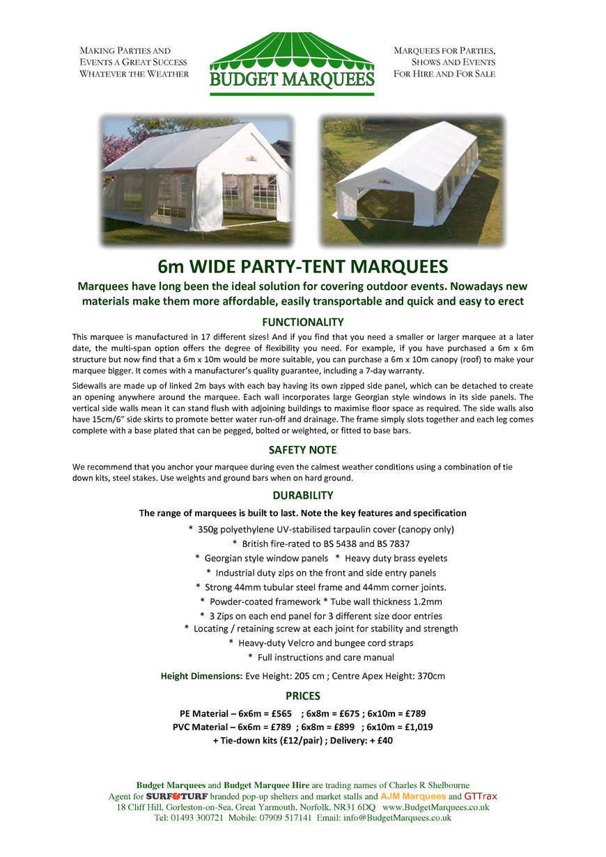  Pricelists of BUDGET MARQUEES 18 Cliff Hill, Gorleston - Photo 8 of 17