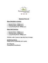 Menus & Prices, Paradyskloof Guesthouse, Paradyskloof