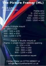Menus & Prices, The Picture Framer (ML), Stonehouse