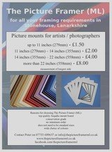 Menus & Prices, The Picture Framer (ML), Stonehouse
