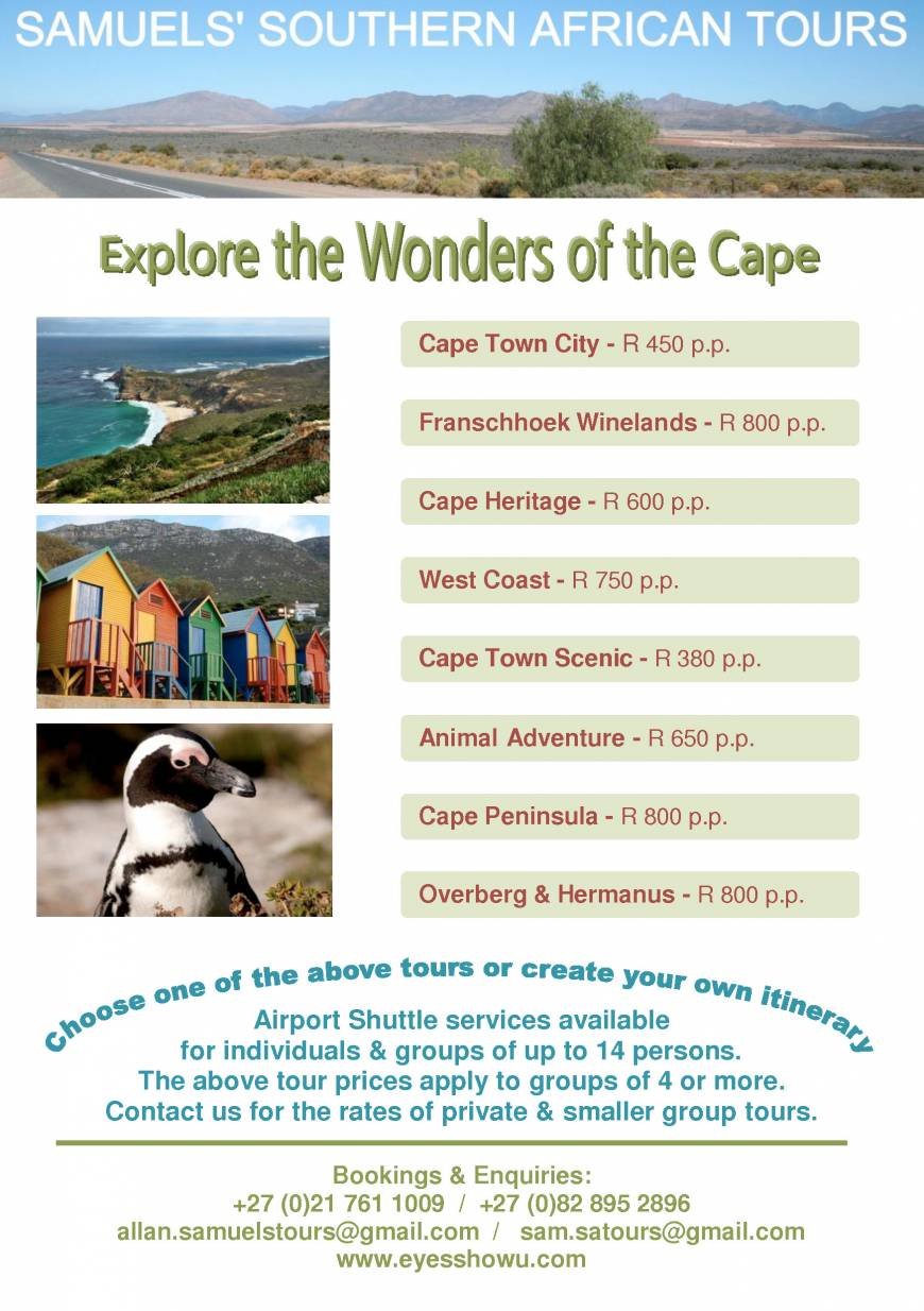  Pricelists of Samuels' Southern African Tours Harpford Avenue - Photo 1 of 1