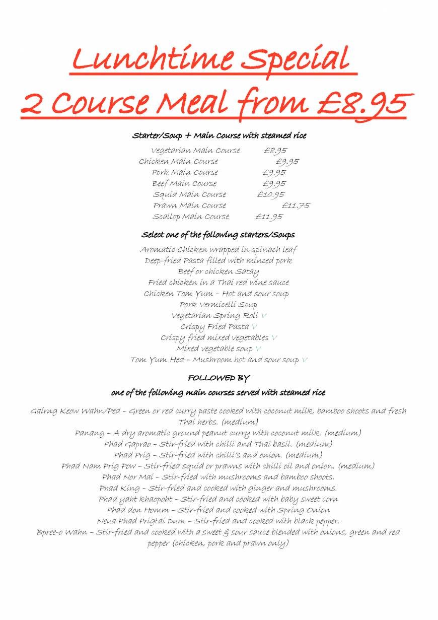  Pricelists of Kwan Thai Restaurant 21a New Street  - Photo 1 of 11