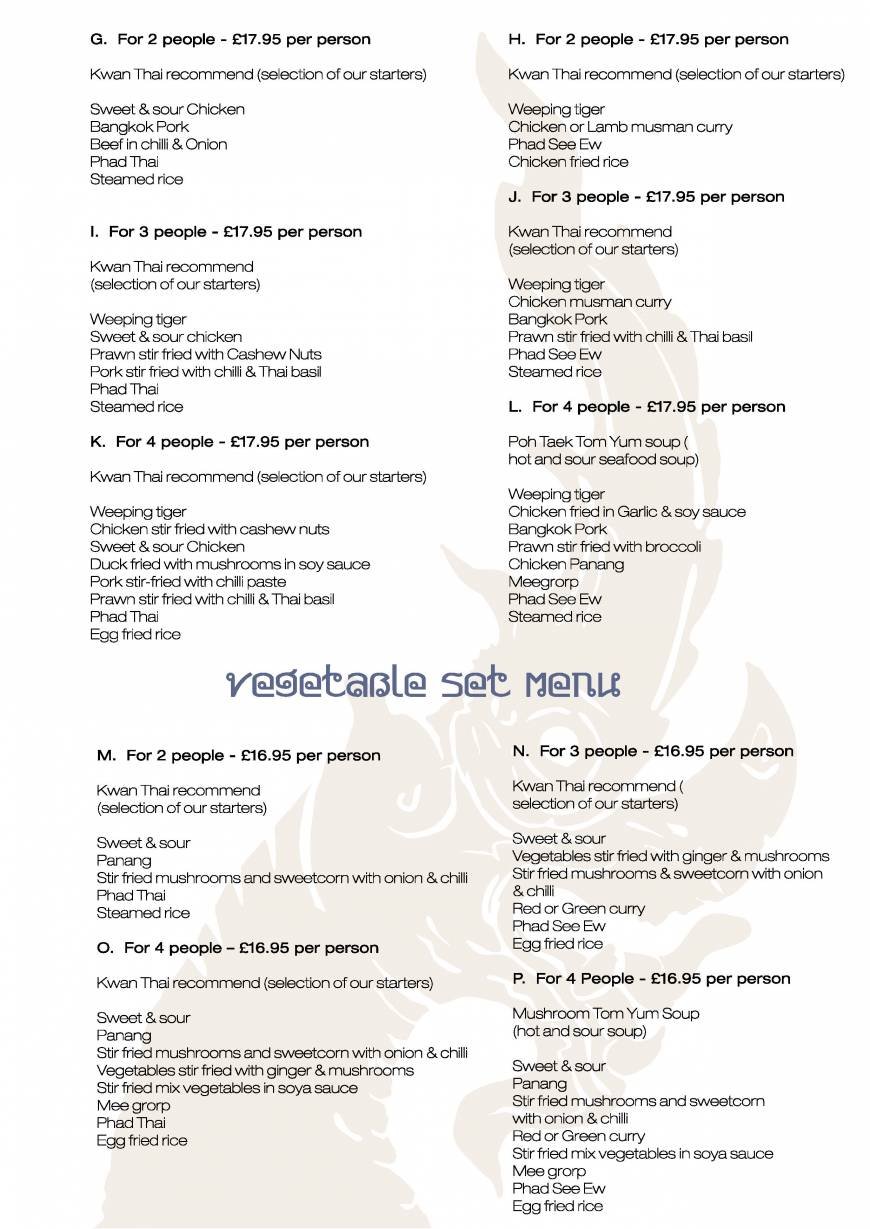  Pricelists of Kwan Thai Restaurant 21a New Street  - Photo 4 of 11