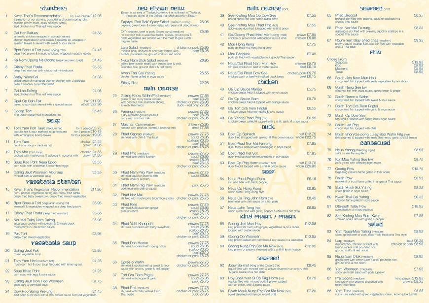  Pricelists of Kwan Thai Restaurant 21a New Street  - Photo 10 of 11