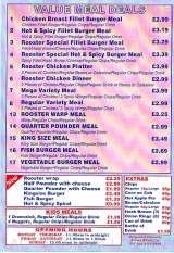 Menus & Prices, Red Rooster, Dagenham