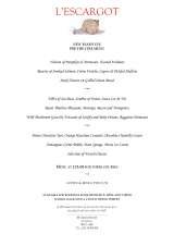 Menus & Prices, l'Escargot Restaurant, London