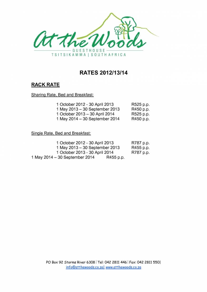  Pricelists of At the Woods Guest House 43 Formosa Street - Photo 1 of 1