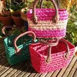 Raffia Bags with leather trimmins
from Â£12.00, free delivery
http://ow.ly/lUD1K , Crafts of the World Online, Codicote