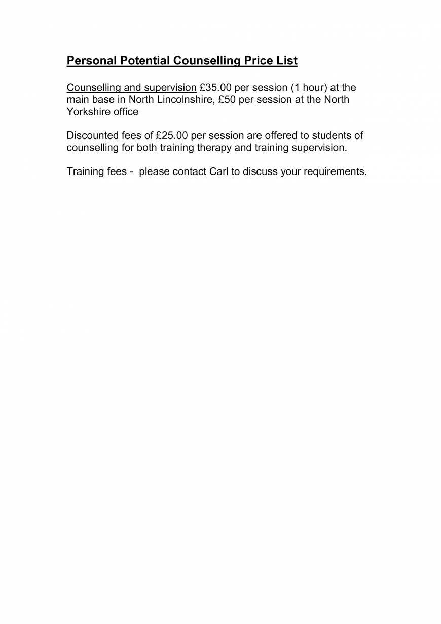  Pricelists of Personal Potential Counselling 28 Windsor Road - Photo 1 of 1