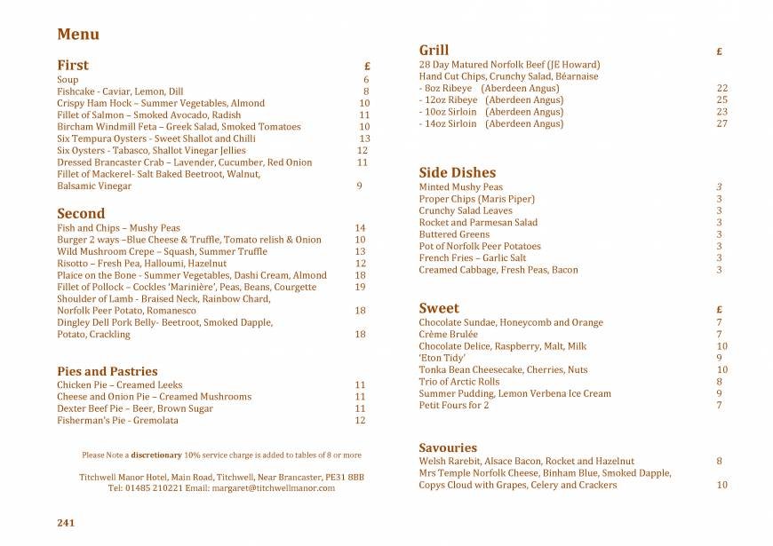  Pricelists of Titchwell Manor Hotel & Restaurants Titchwell - Photo 4 of 6