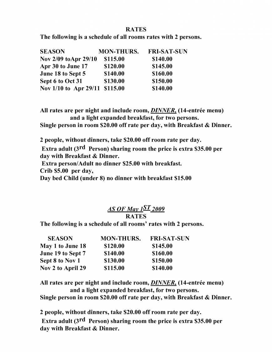  Pricelists of Colonial House Inn and Restaurant 277 Route 6 A - Photo 1 of 2