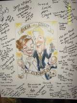 Adams Crazy Caricatures commission caricature and signing in board. Crazy Caricatures St Mary Street 