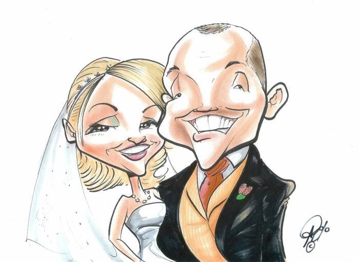 A Happy Couple with their Head and shoulders colour commission caricature,done previous weeks before their Wedding from photos. Profile Photos of Crazy Caricatures St Mary Street - Photo 10 of 19 A Happy Couple with their Head and shoulders colour commission caricature,done previous weeks before their Wedding from photos. Profile Photos of Crazy Caricatures St Mary Street - Photo 10 of 19