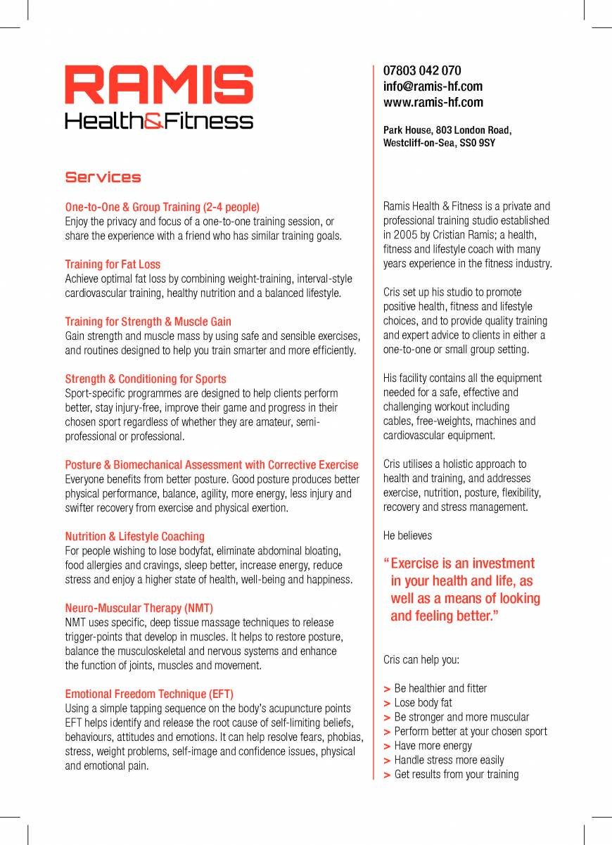  Pricelists of Ramis Health & Fitness 803 London Road - Photo 1 of 2