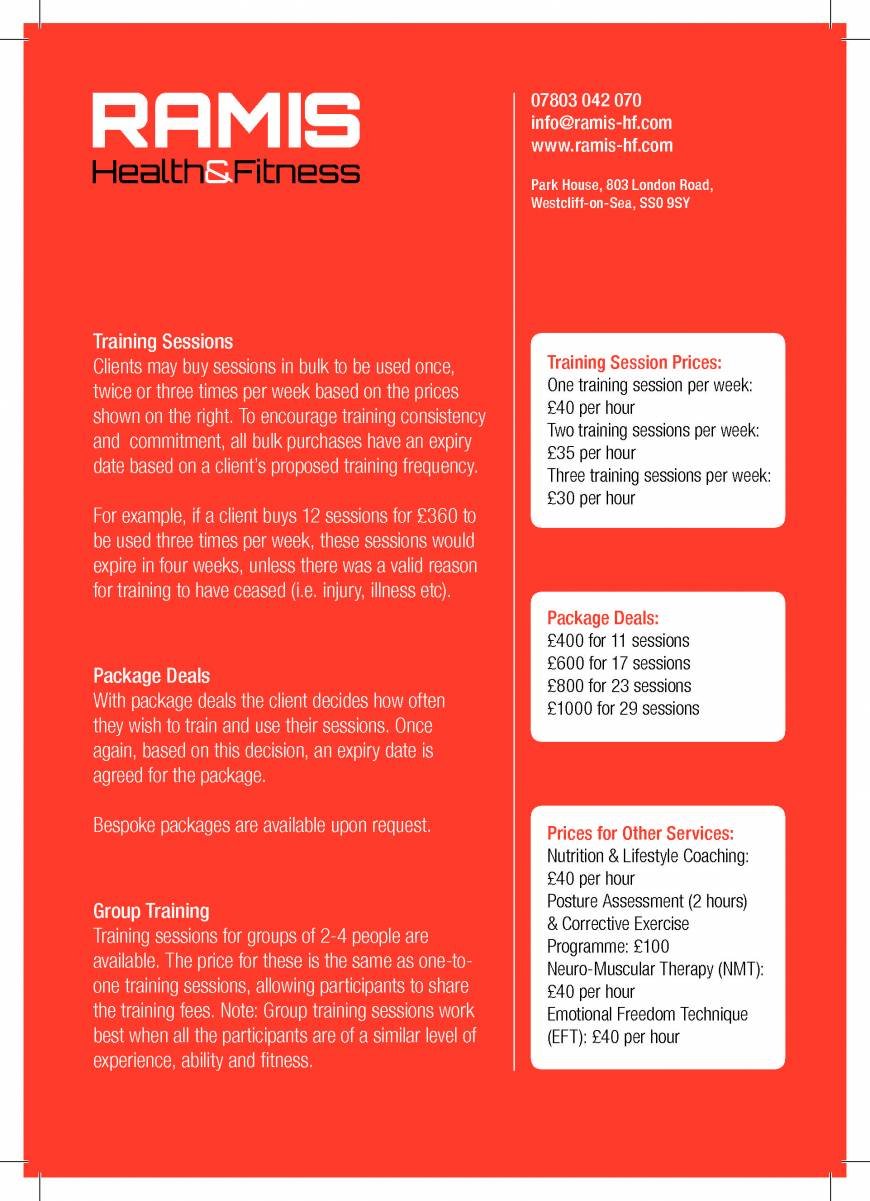 Pricelists of Ramis Health & Fitness 803 London Road - Photo 2 of 2