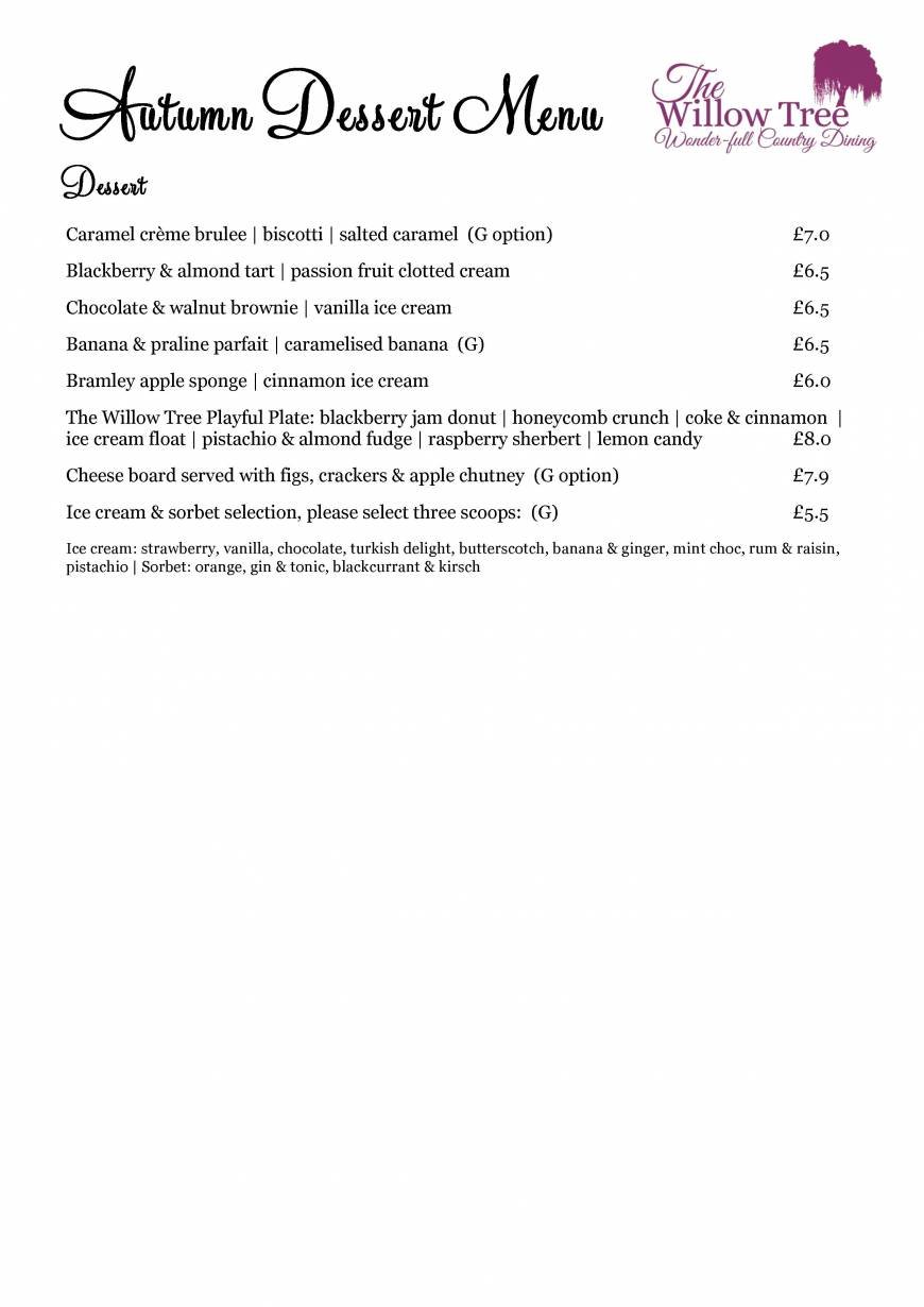  Pricelists of The Willow Tree 29 High Street Bourn - Photo 2 of 7