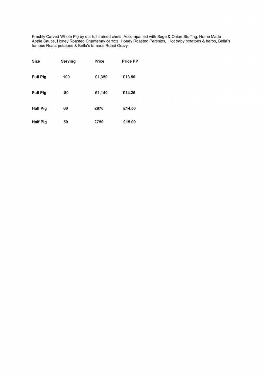  Pricelists of Bella's Catering Services Elm House - Photo 4 of 4