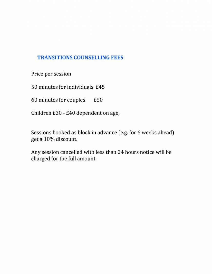  Pricelists of Transitions Counselling Service Downland Copse - Photo 1 of 1