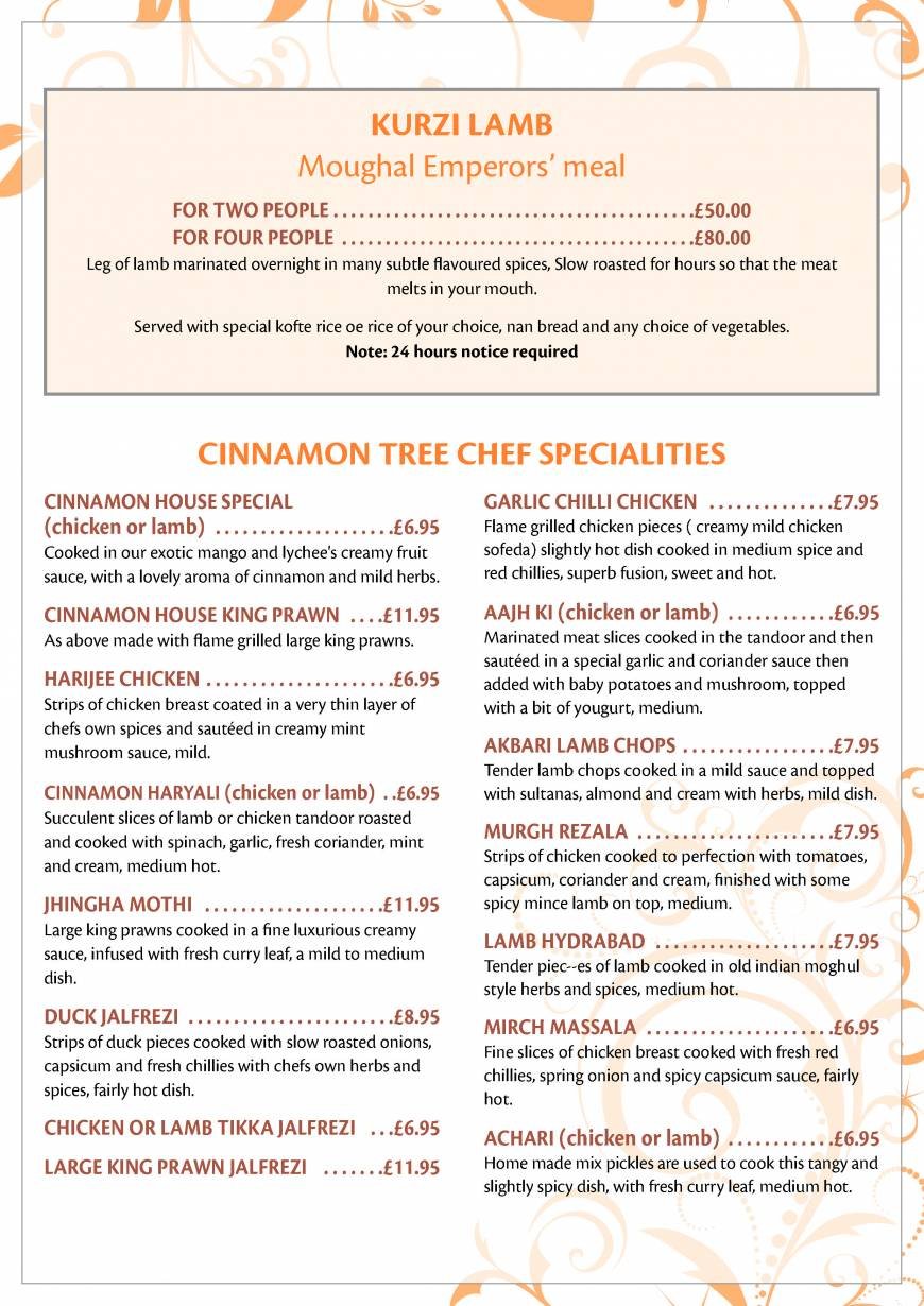  Pricelists of Cinnamon Tree Restaurant - Halstead 1 High Street - Photo 4 of 10