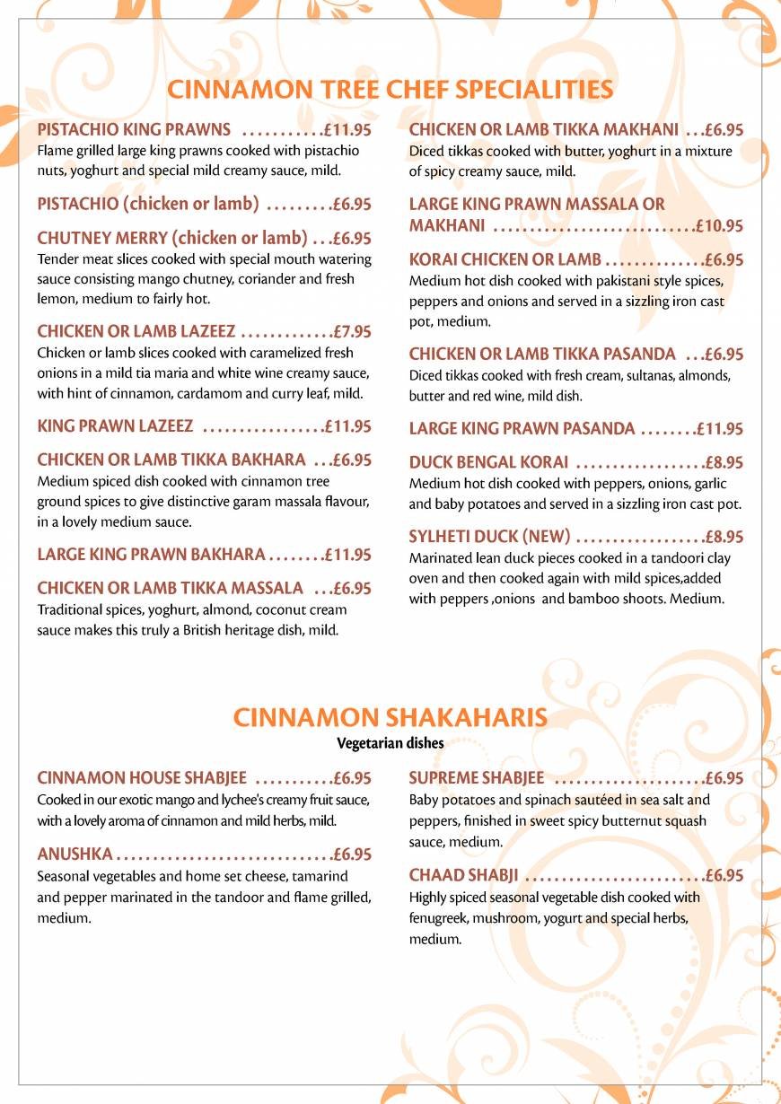  Pricelists of Cinnamon Tree Restaurant - Halstead 1 High Street - Photo 5 of 10