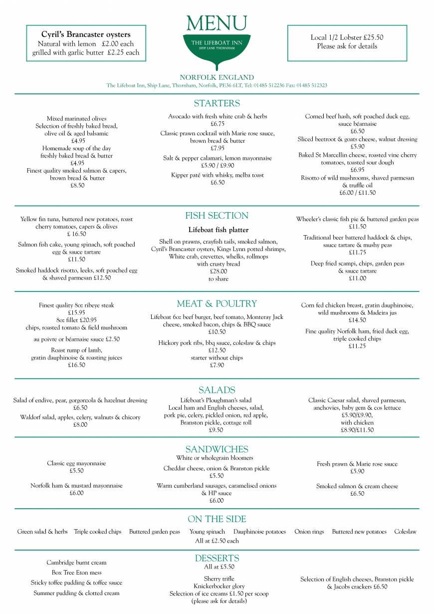  Pricelists of The Lifeboat Inn Ship Lane - Photo 1 of 5