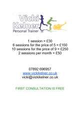 Menus & Prices, Vicki Kelner Personal Trainer, Browns Wood