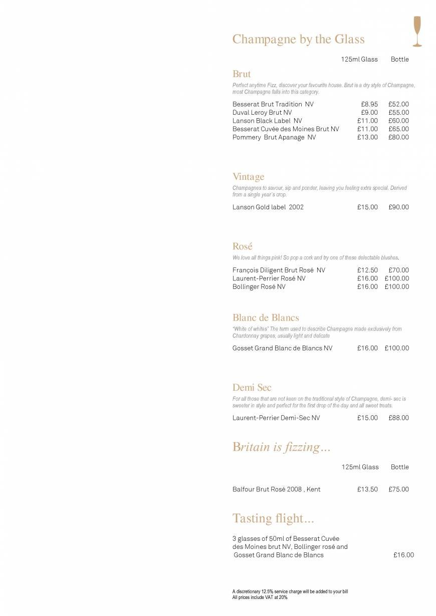  Pricelists of Searcys Champagne Bar - Westfield Stratford City 8a Ground Floor, The Arcade, Westfield Stratford City - Photo 3 of 16