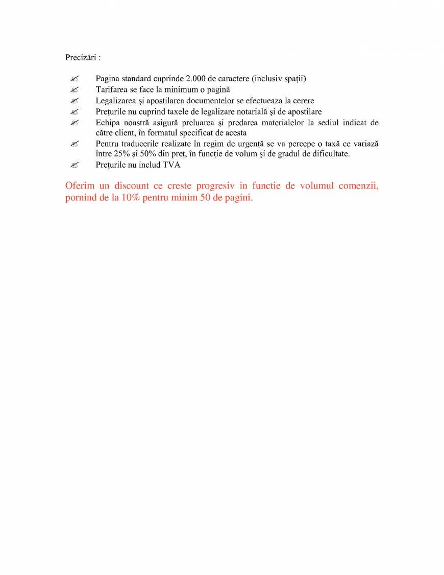  Pricelists of Celeste Translations Bdul Unirii, nr. 73, bl. G3, ap. 36,sector 3, Bucuresti - Photo 2 of 2