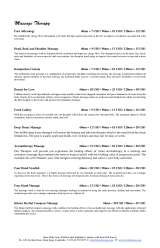 Menus & Prices, The White Spa, Siem Reap
