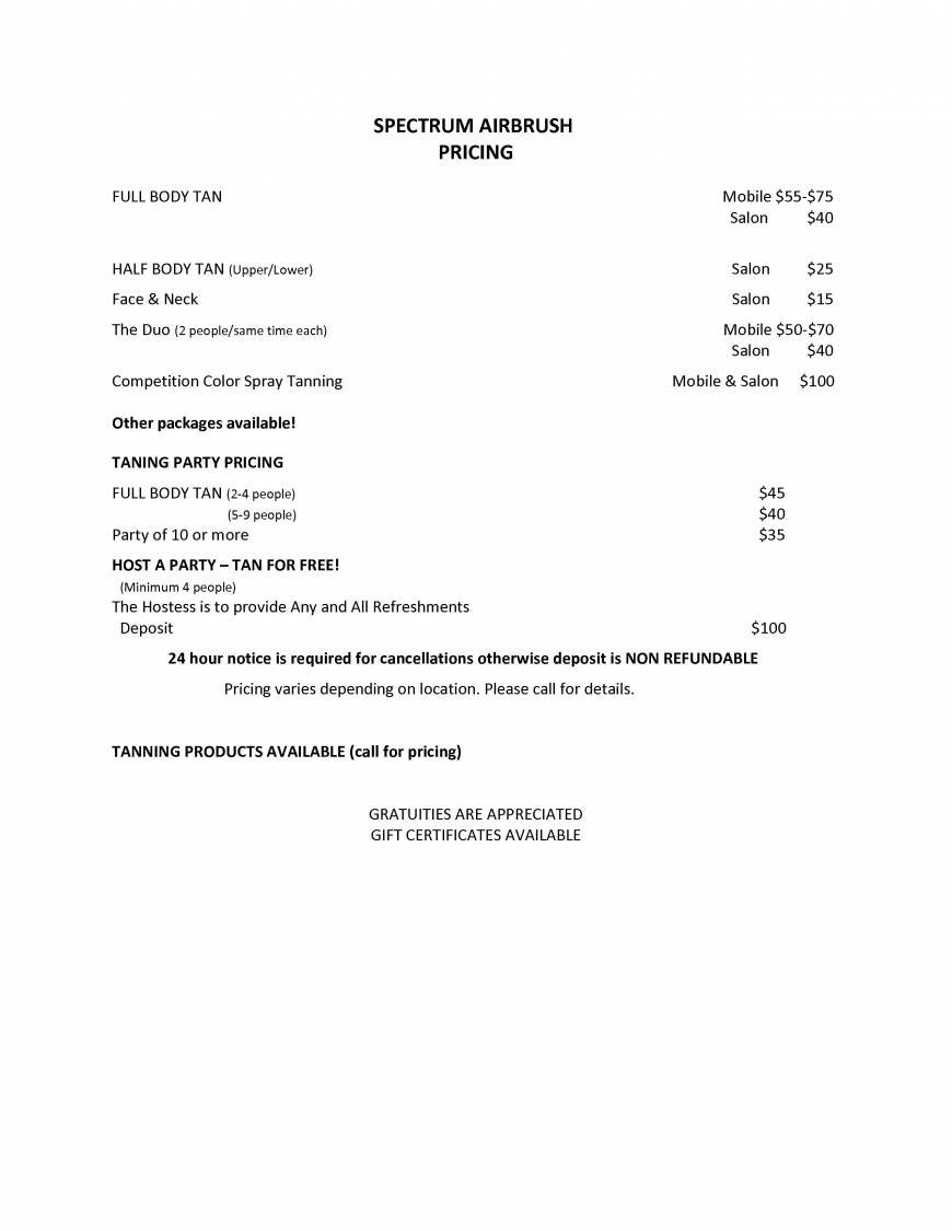  Pricelists of Spectrum Airbrush 400 N Santa Anita Ave., Ste 201 - Photo 1 of 1