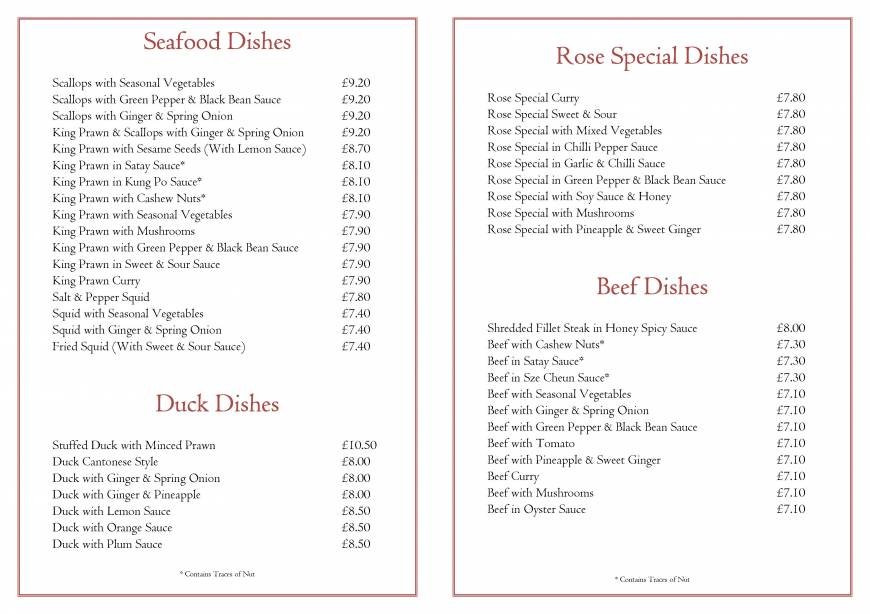  Pricelists of The Padgate Rose Restuarant 29 Station Road  Padgate - Photo 6 of 13