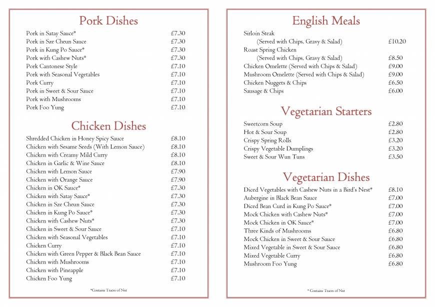  Pricelists of The Padgate Rose Restuarant 29 Station Road  Padgate - Photo 7 of 13