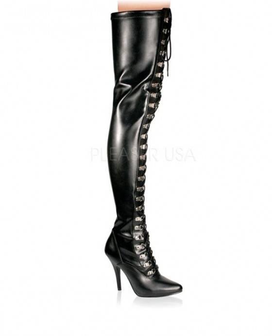 Thigh high black lace up boots - sexy  Kinky Boots of Corsetera Ltd 27 Lyveden Road - Photo 17 of 23