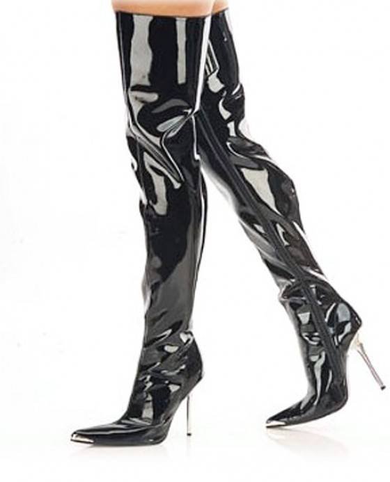 Pointy toe black patent thigh high boots - chrome toe cap Kinky Boots of Corsetera Ltd 27 Lyveden Road - Photo 6 of 23 Pointy toe black patent thigh high boots - chrome toe cap Kinky Boots of Corsetera Ltd 27 Lyveden Road - Photo 6 of 23