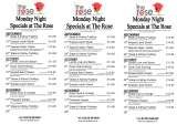 Menus & Prices, The Rose at Stapleford, Cambridge