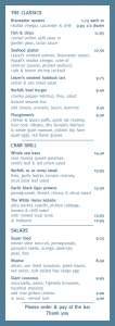 Menus & Prices, The White Horse Inn - Brancaster, Brancaster Staithe