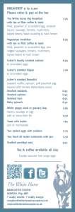 Menus & Prices, The White Horse Inn - Brancaster, Brancaster Staithe