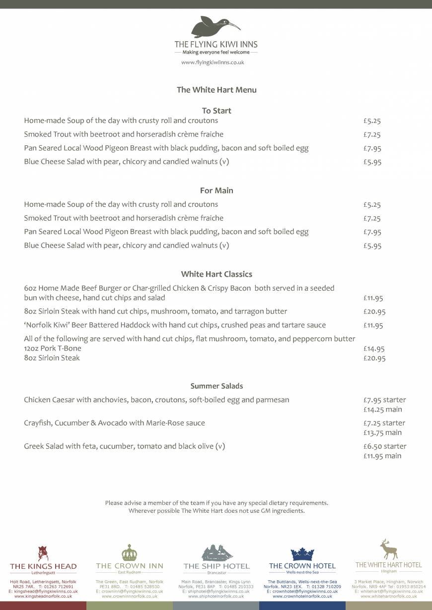  Pricelists of The White Hart Hotel - Hingham 3 Market Place Hingham - Photo 1 of 6