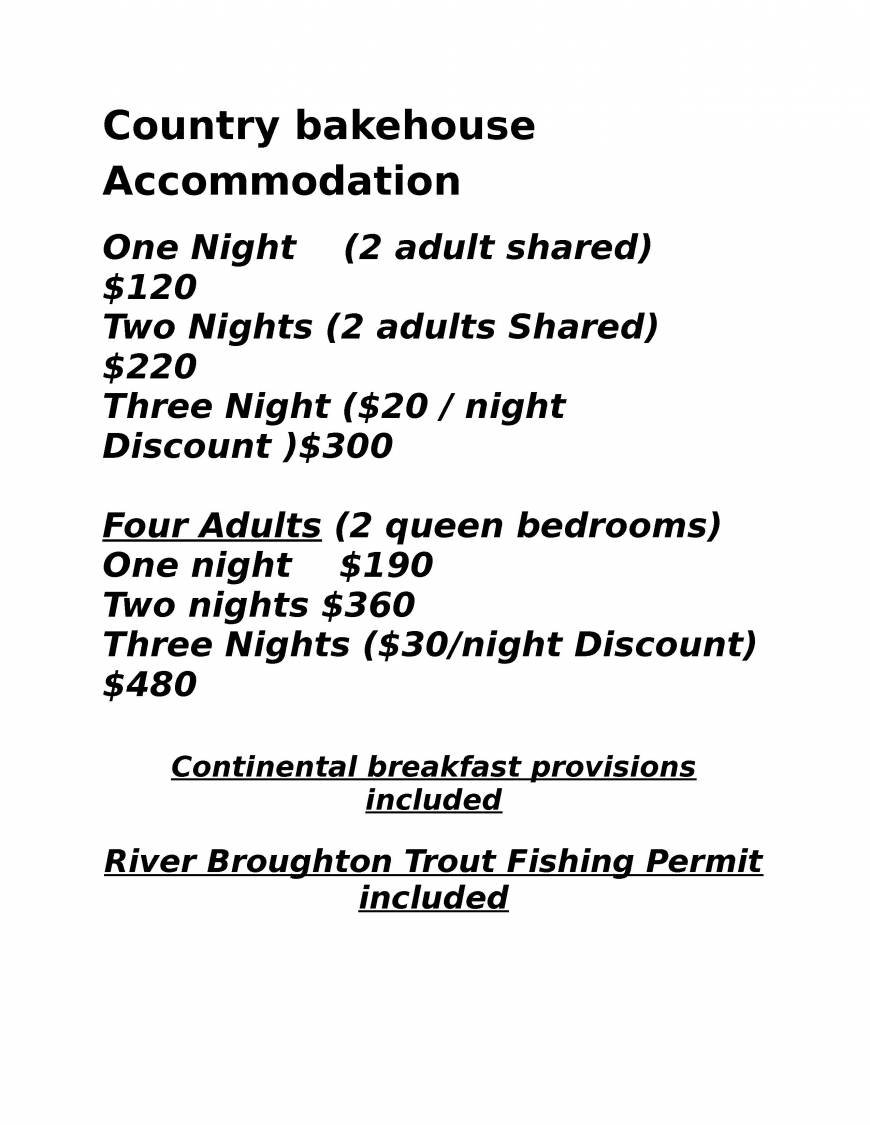  Pricelists of Country bakehouse Accommodation Main Street - Photo 5 of 5