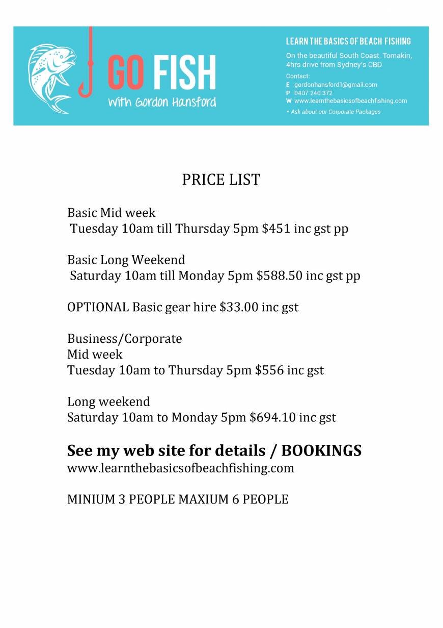  Pricelists of LEARN THE BASICS OF BEACH FISHING Sunpatch prd - Photo 2 of 2