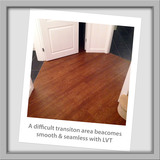 LVT is versatile and flexible.<br />
Luxury Vinyl Tiles offer an elegant solution to this difficult area and creates a smooth transition that unifies several rooms in the home.<br />
Tiles and wood are fused in this modern and stylish solution and of course LVT is  DA Flooring 3 Enmore Close 