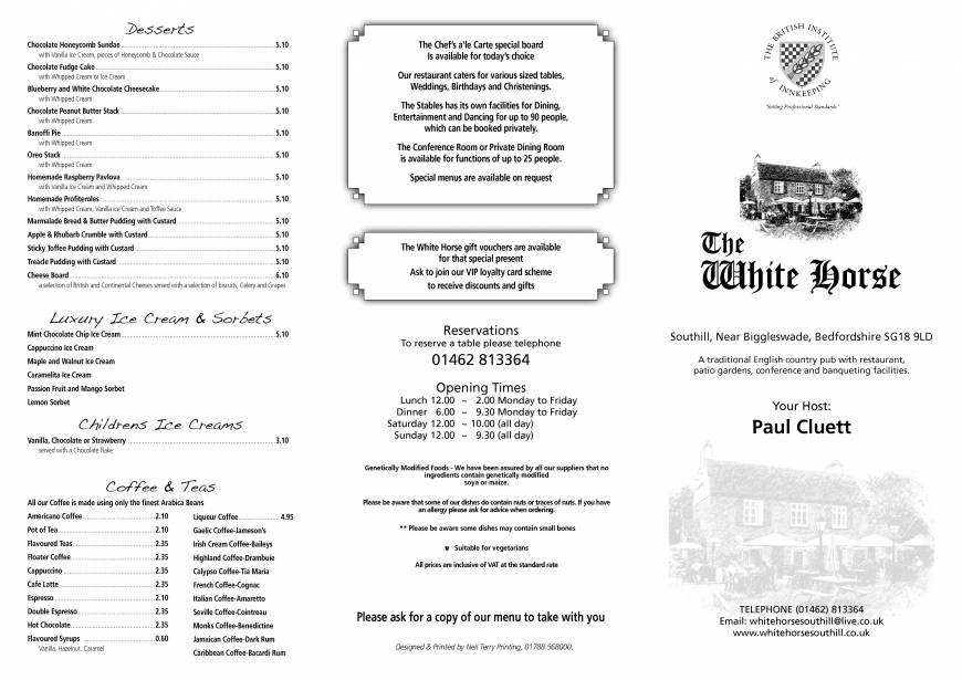  Pricelists of White Horse - Southill High Street Southill - Photo 1 of 4
