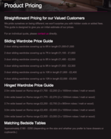 Menus & Prices, Cosmos Bedrooms, Leigh-on-Sea