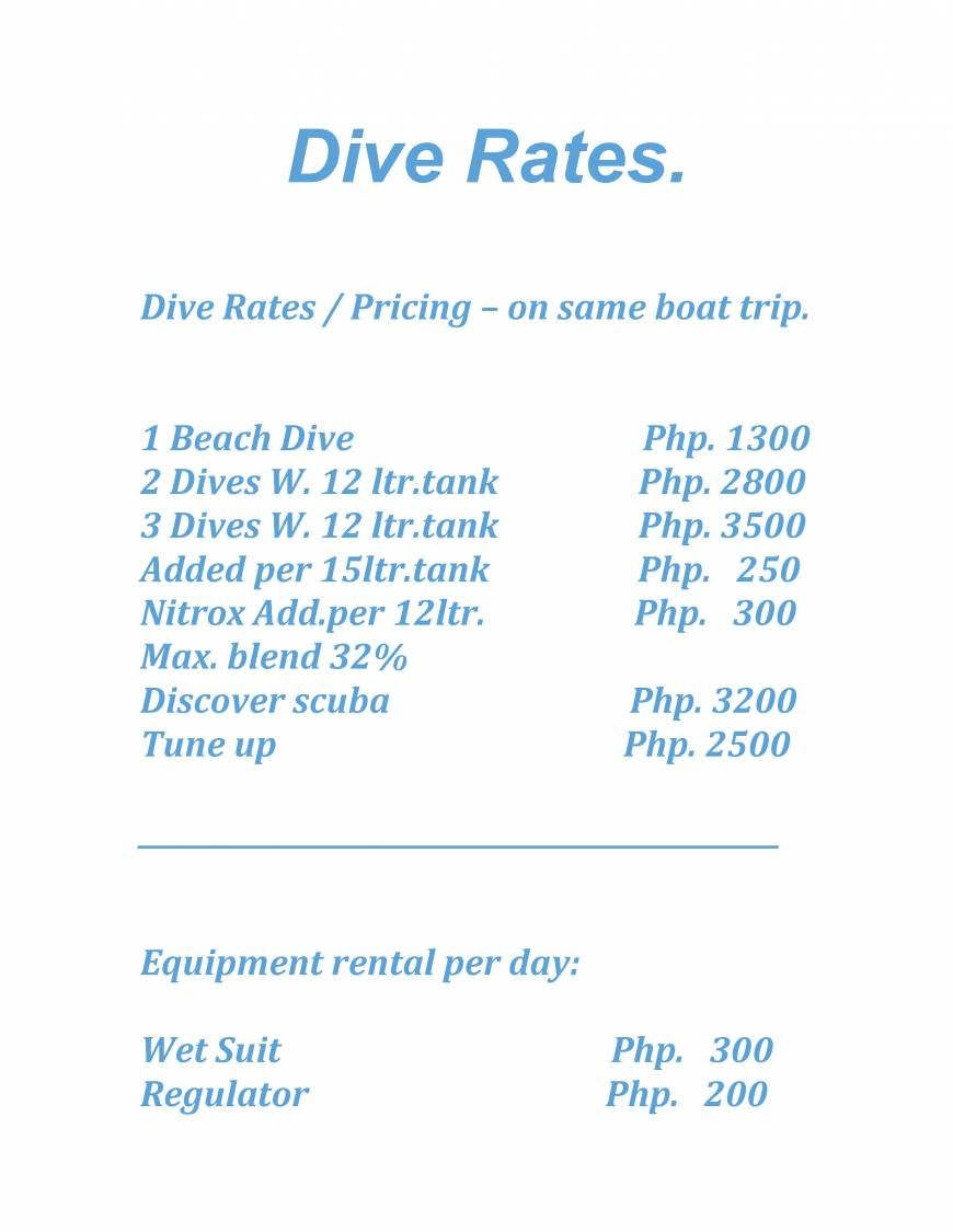  Pricelists of Coral Bay Beach & Dive Resort popototan island - Photo 1 of 2