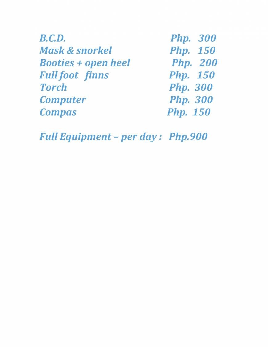  Pricelists of Coral Bay Beach & Dive Resort popototan island - Photo 2 of 2