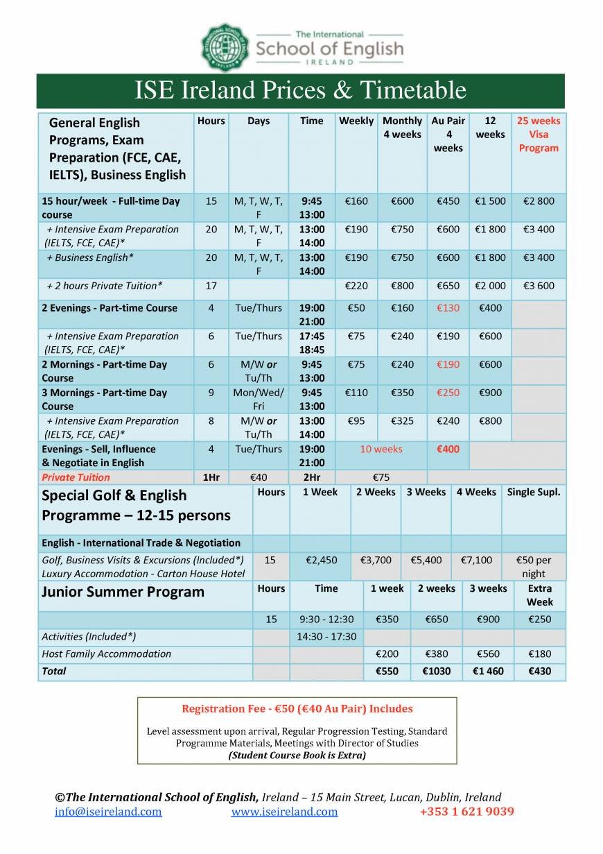  Pricelists of The International School of English, Ireland 15 Main Street - Photo 1 of 1