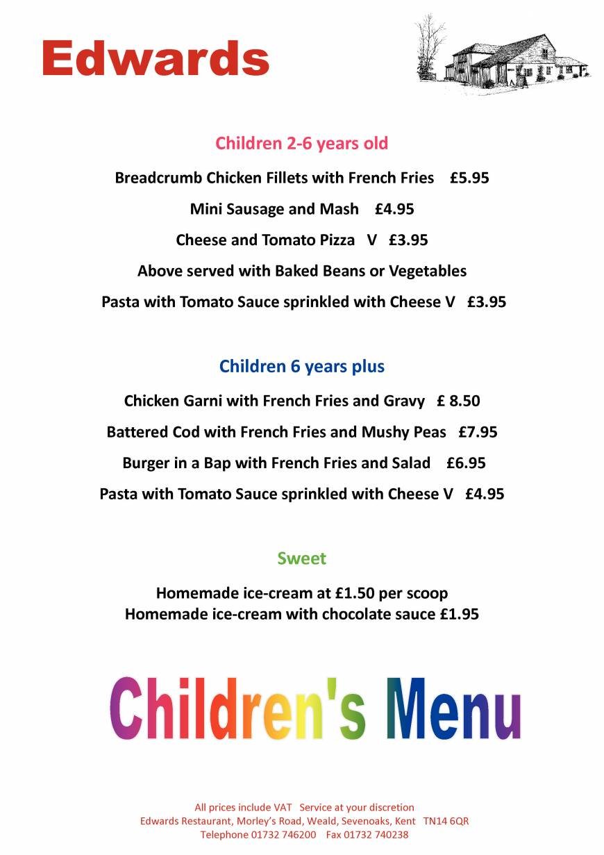  Pricelists of Edwards Bar & Brasserie Edwards Bar & Brasserie Morleys Road Weald - Photo 3 of 8