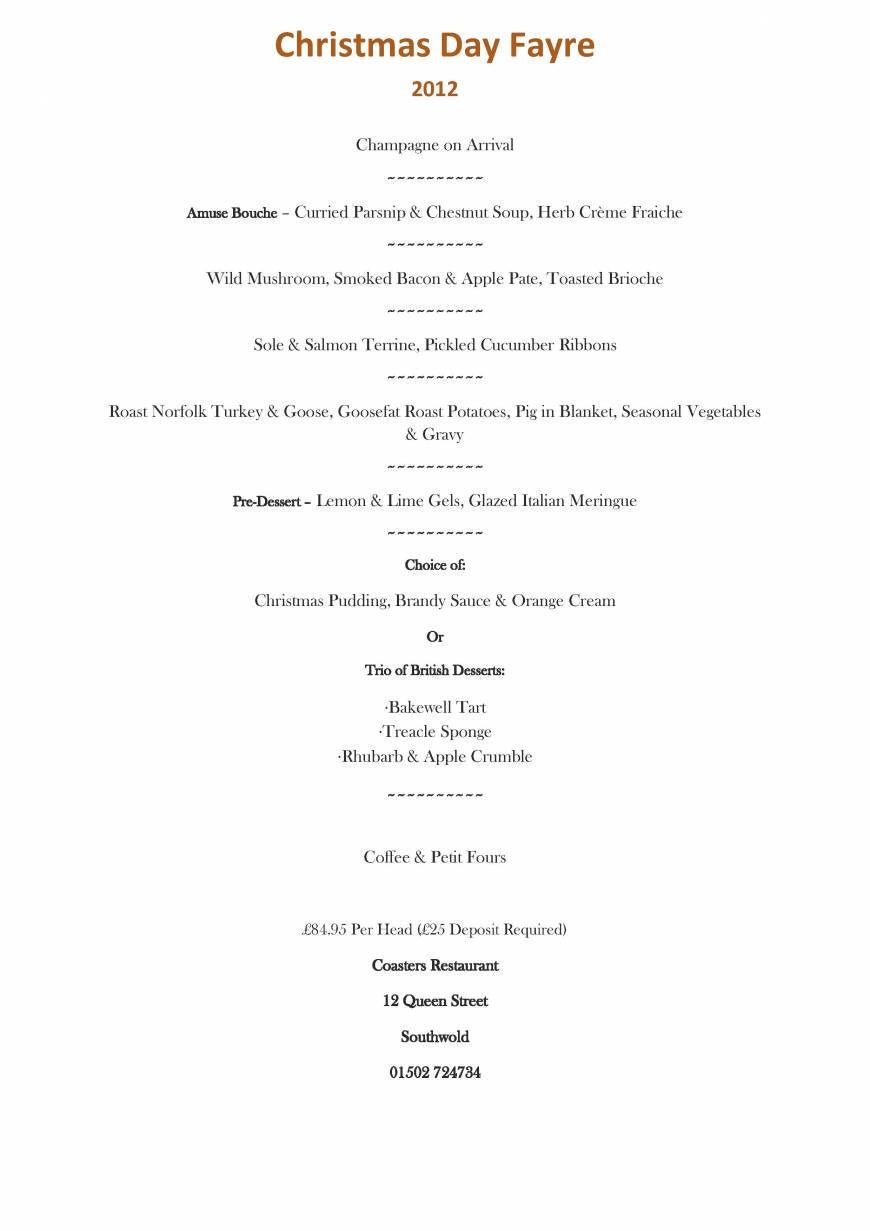  Pricelists of Coasters Restaurant - Southwold 12 Queen Street - Photo 3 of 4